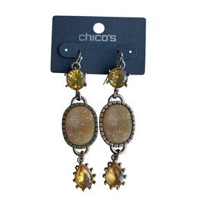 Chico's Gold Bead Drop Earrings, New with Tags